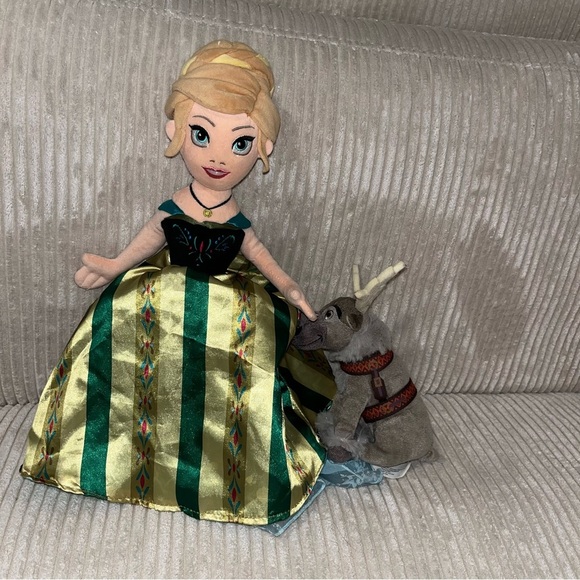 Disney frozen 16” flippable Elsa Anna plush doll 7” Sven - Picture 1 of 6